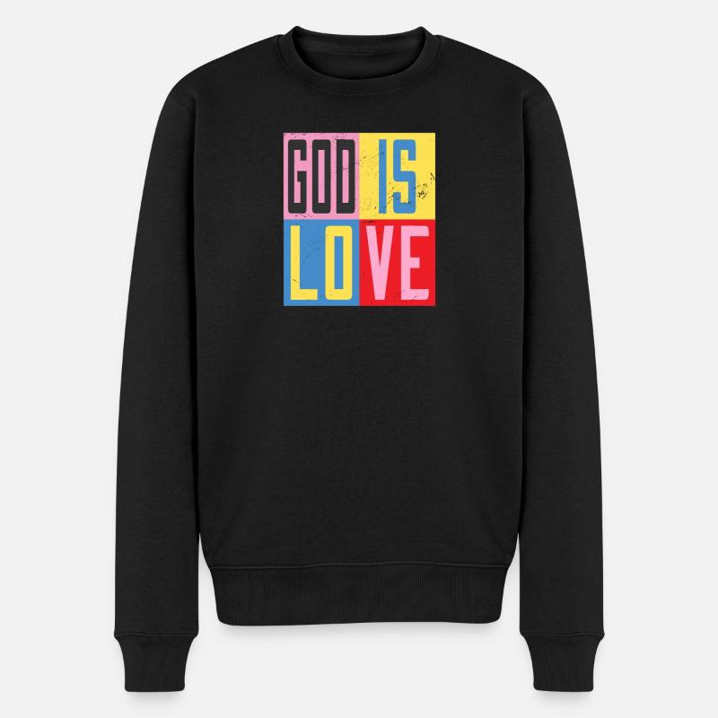 Gott ist Liebe - Männer Premium Bio Pullover - Schwarz
