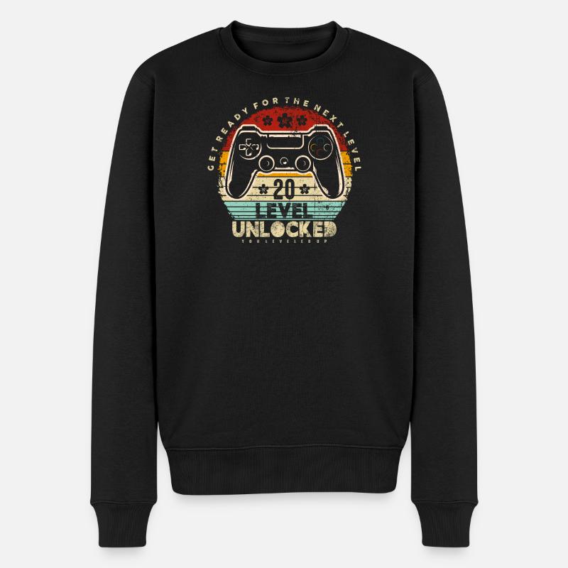 20 Entsperrter Retro-Controller - Männer Premium Bio Pullover - Schwarz