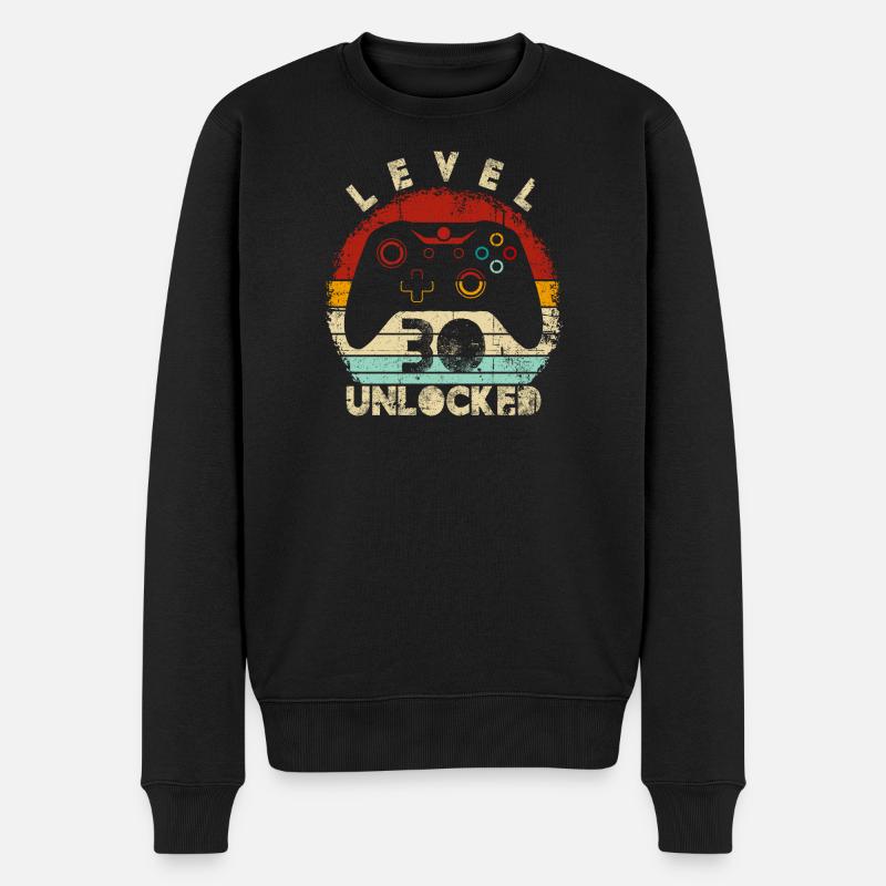 Levelfreigeschalteter Controller Retro - Männer Premium Bio Pullover - Schwarz