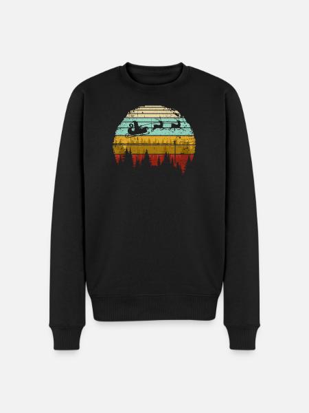 Vintage Sunset Santa Sleigh - Men's Premium Organic Jumper - black