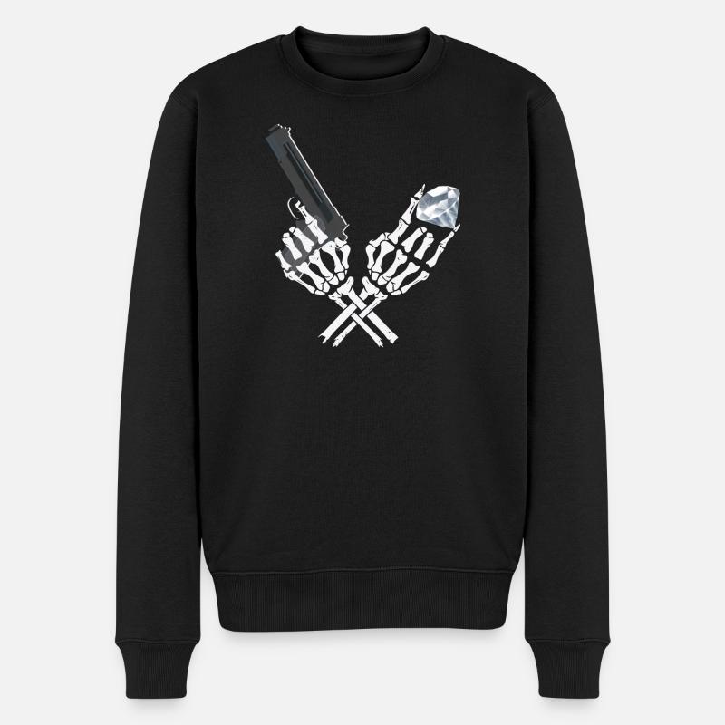 Gangster Skelett - Männer Premium Bio Pullover - Schwarz