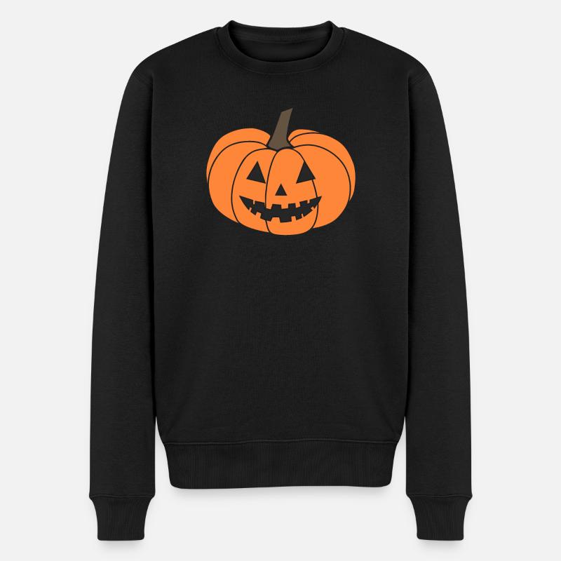 Kürbis-Jack-o'-Laterne - Männer Premium Bio Pullover - Schwarz