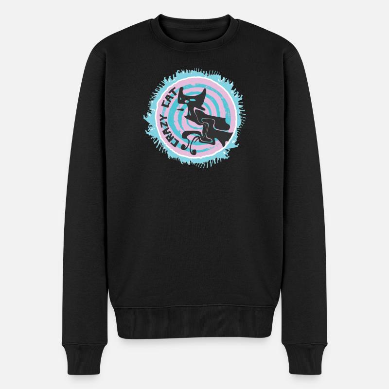 Ausgefallenes Katzendesign - Männer Premium Bio Pullover - Schwarz