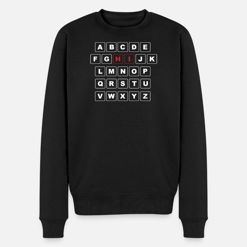 ABC Blanc avec le premier mot - HI en rouge - Pull Premium bio Homme - noir