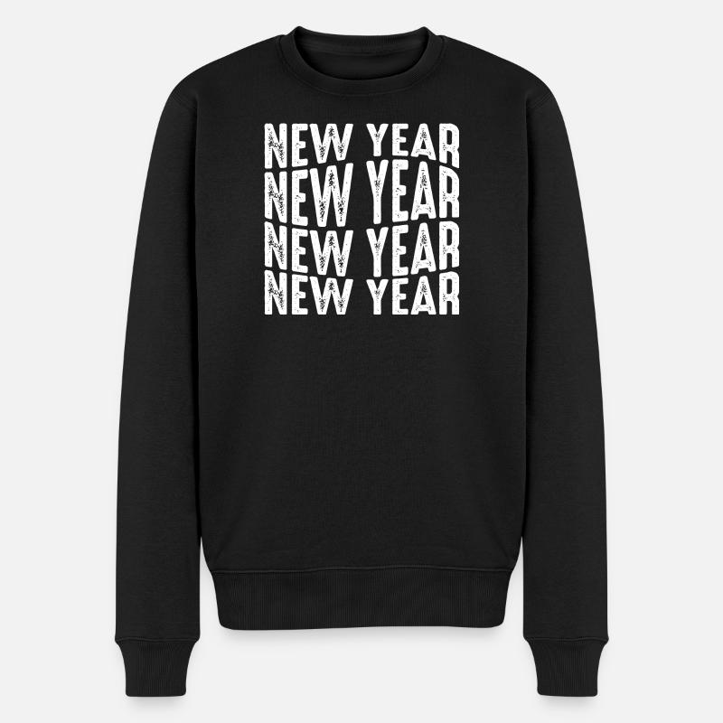 New Year Repeated Text Pattern - Men's Premium Organic Jumper - black