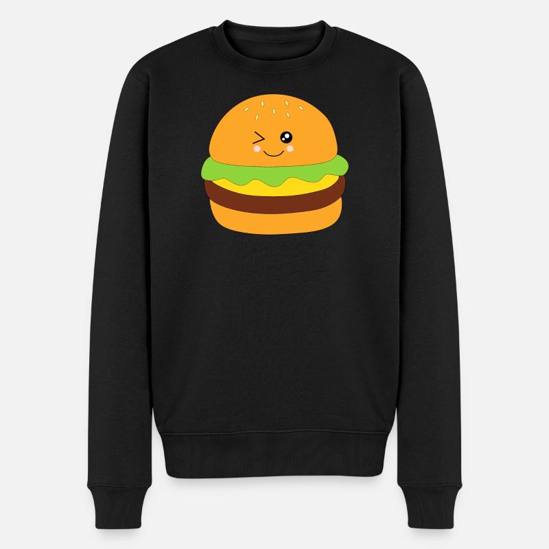 Kawaii, Burger, fast food - Männer Premium Bio Pullover - Schwarz