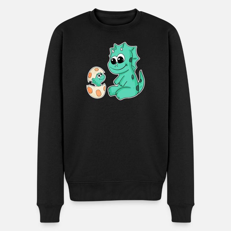 Dinosaurier mit Baby Dinosaurier - Männer Premium Bio Pullover - Schwarz