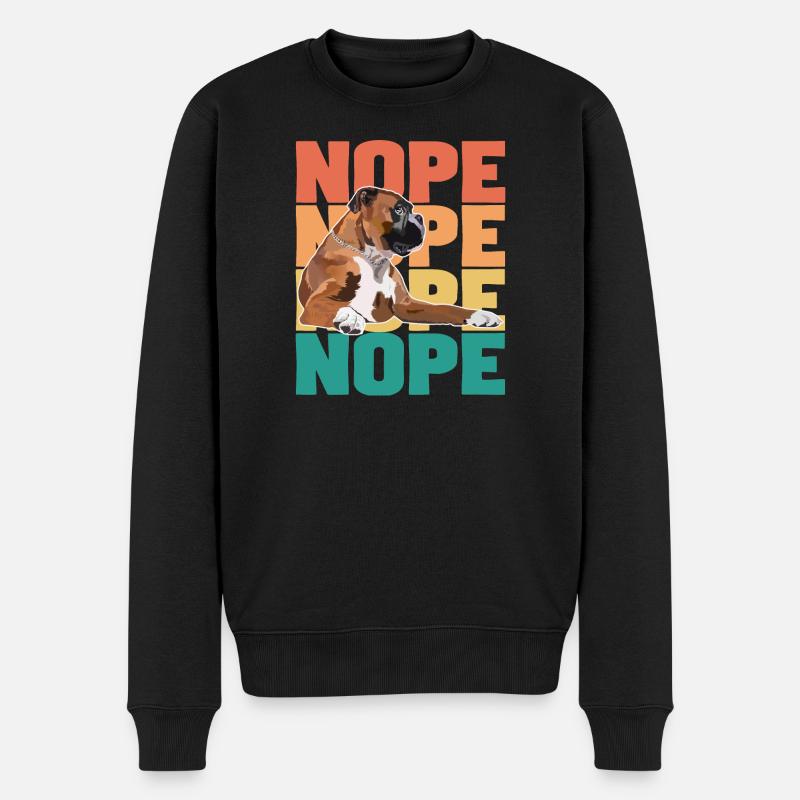Boxerhund Nope - Männer Premium Bio Pullover - Schwarz