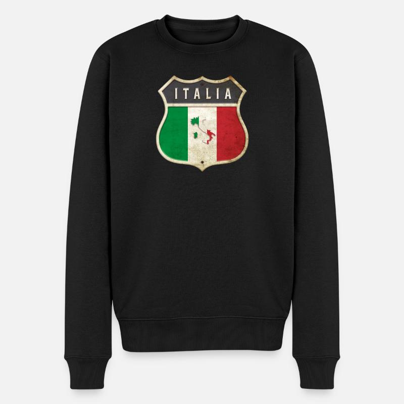Italie Armoiries Drapeaux Design - Pull Premium bio Homme - noir