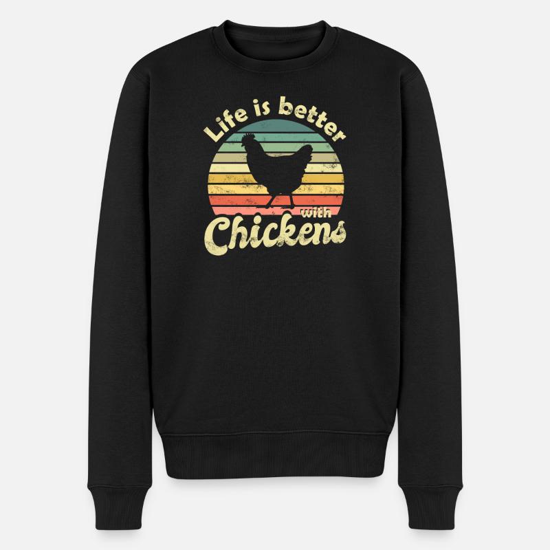 Poulets - Pull Premium bio Homme - noir