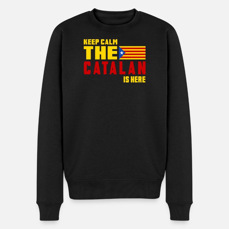 Keep Calm Katalonien Flaggen Design - Männer Premium Bio Pullover - Schwarz