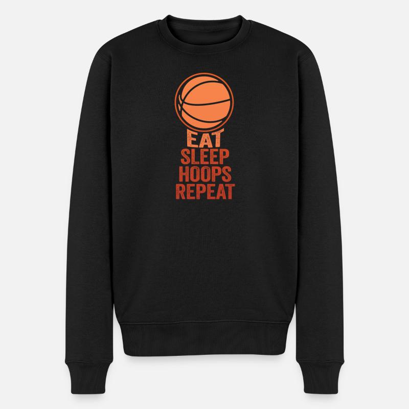 Eat Sleep Hoops Repeat Basketball - Männer Premium Bio Pullover - Schwarz