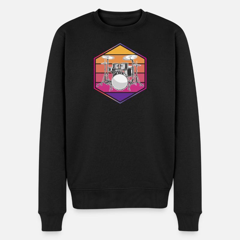 Drummer Schlagzeuger - Männer Premium Bio Pullover - Schwarz