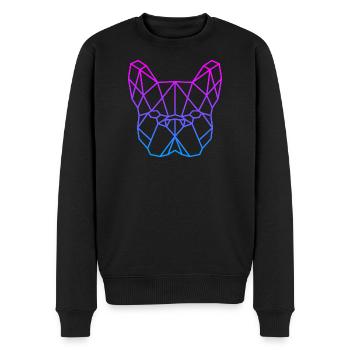 Geometrischer Bulldog Neon Gradient - Männer Premium Bio Pullover - Schwarz - Vorne - Nico (187cm)