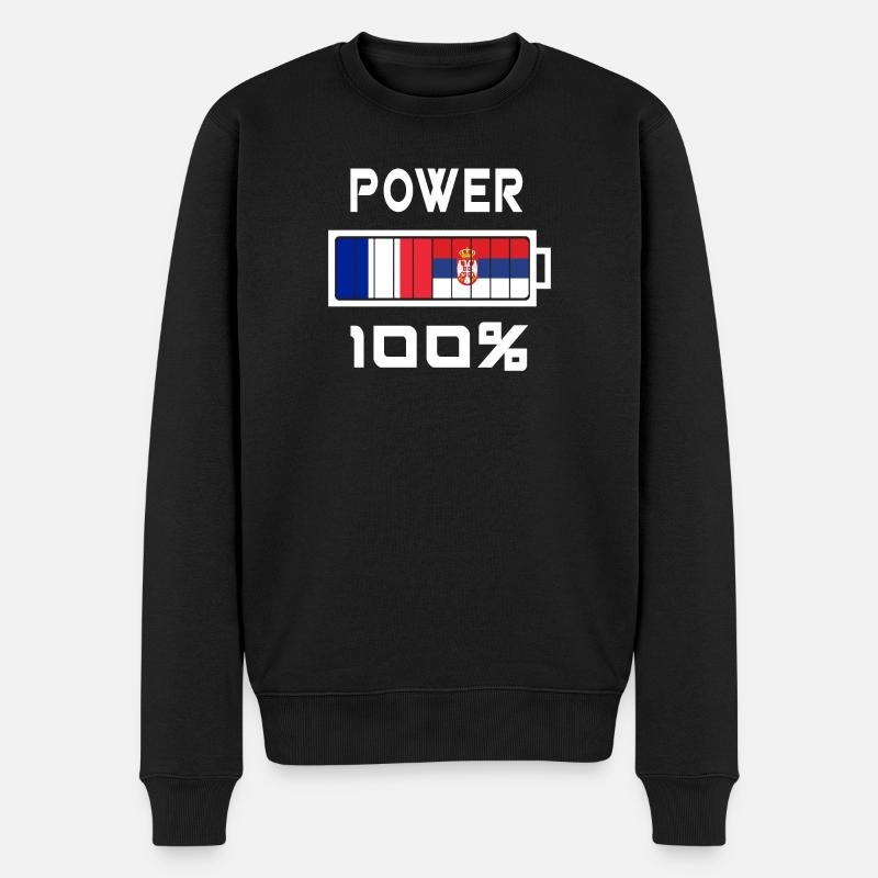 Serbien und Frankreich Power 100% - Männer Premium Bio Pullover - Schwarz