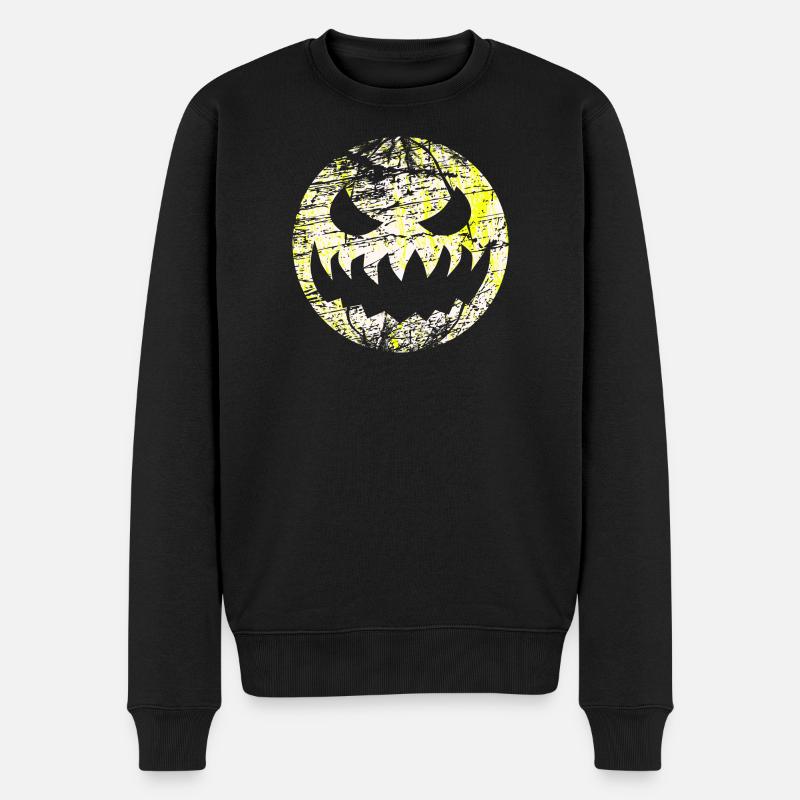 Monstre grimaçant d’Halloween comme lune - Pull Premium bio Homme - noir