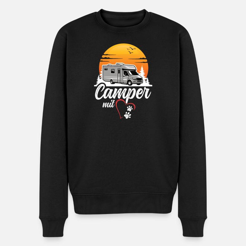 Camper mit Herz und Pfoten Hund Camping - Männer Premium Bio Pullover - Schwarz