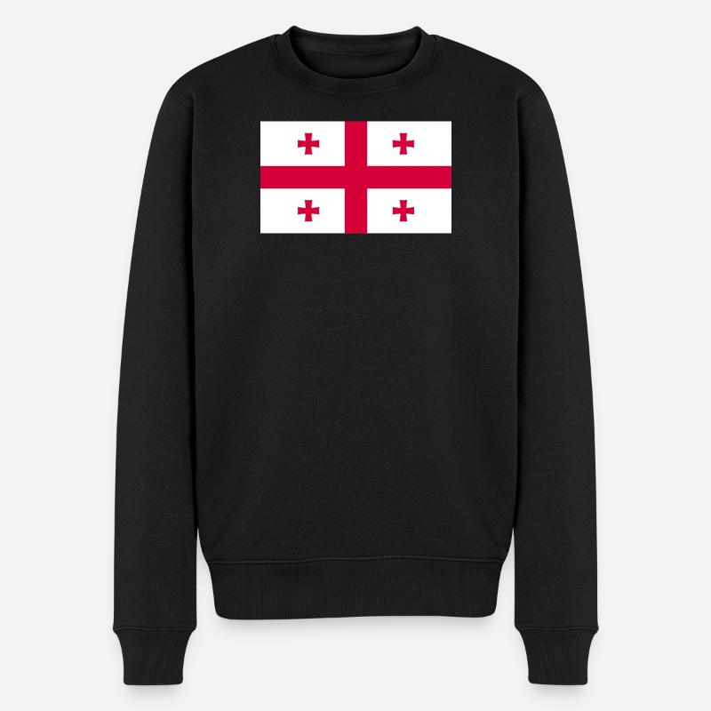 Georgien Flagge - Männer Premium Bio Pullover - Schwarz