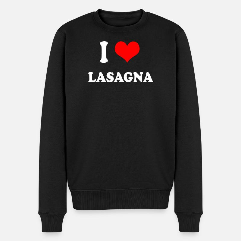Ich liebe Lasagne - Männer Premium Bio Pullover - Schwarz