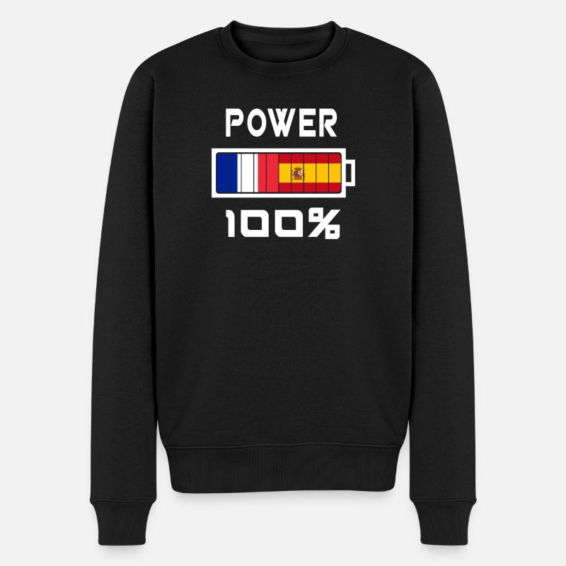 Spanien und Frankreich Power 100% - Männer Premium Bio Pullover - Schwarz