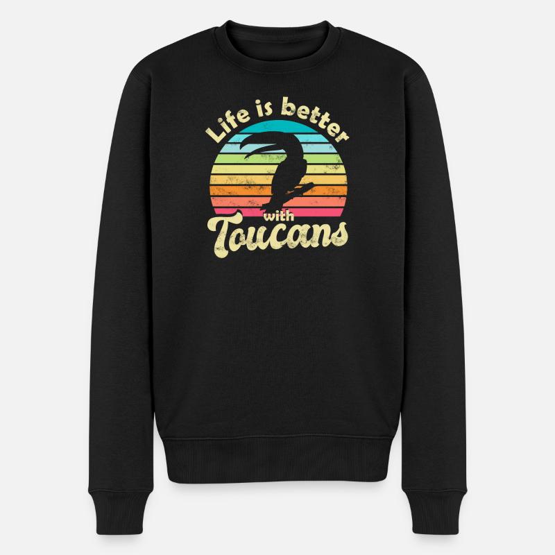 Tukan Vogel - Männer Premium Bio Pullover - Schwarz