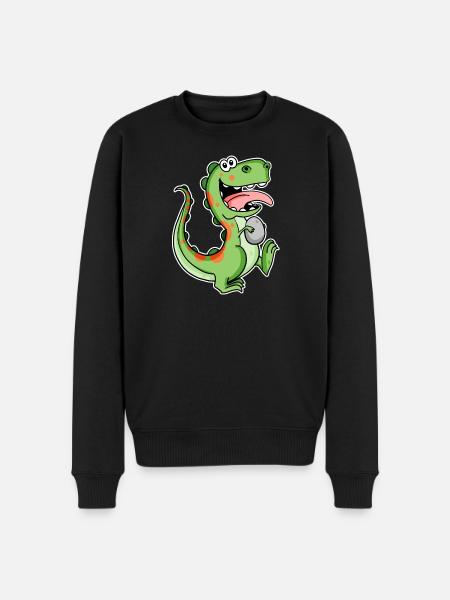 Dinosaur with Baby Dinosaur Egg - Men's Premium Organic Jumper - black
