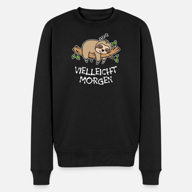 Urwald Tier Faul Schlafen Faultier Statement - Männer Premium Bio Pullover - Schwarz