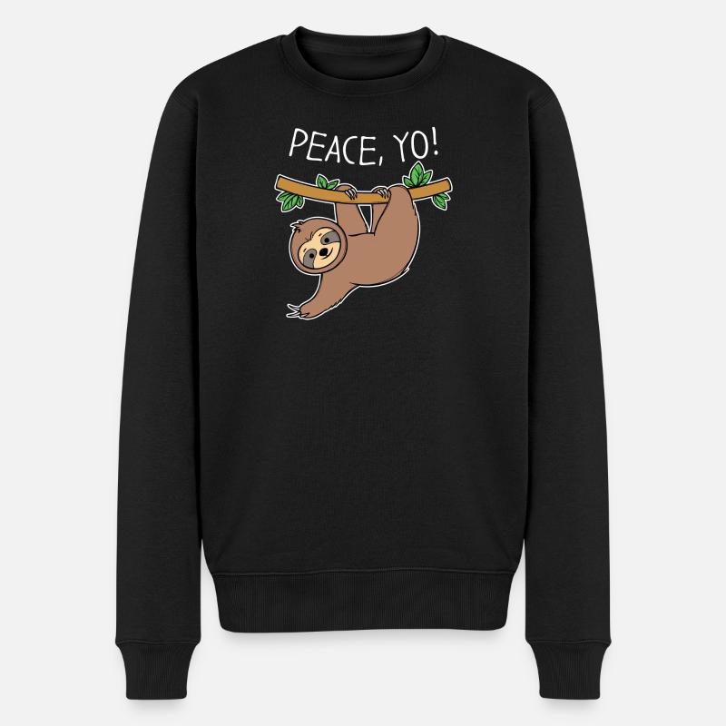 Cool Faultier Statement Urwaldbewohner Säugetier - Männer Premium Bio Pullover - Schwarz