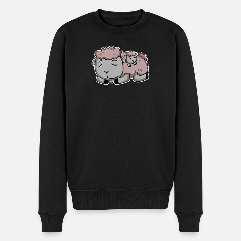Moutons avec bébé moutons - Pull Premium bio Homme - noir