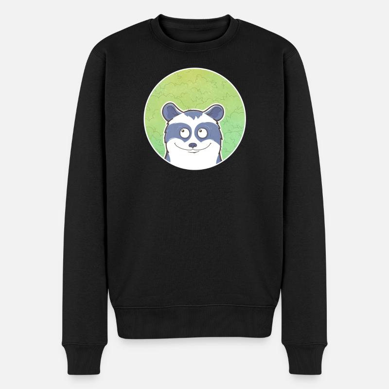Waschbär - Männer Premium Bio Pullover - Schwarz