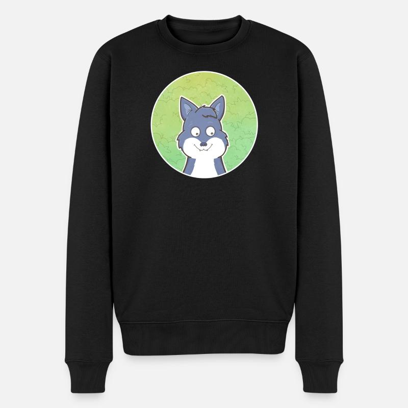 Wolf - Männer Premium Bio Pullover - Schwarz