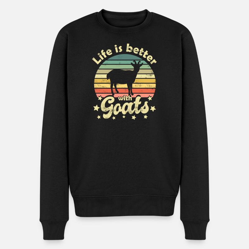 Ziege Ziegen - Männer Premium Bio Pullover - Schwarz