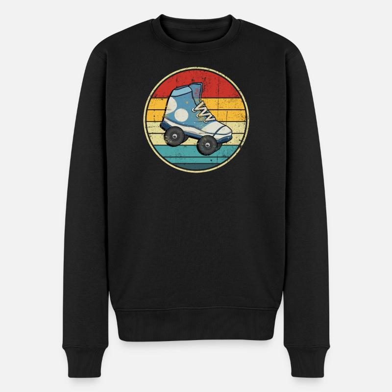 Retro Sonnenuntergang Rollschuh Kreis - Männer Premium Bio Pullover - Schwarz