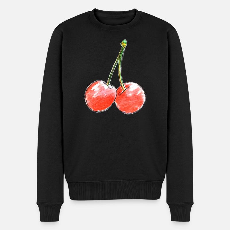 Sketch des Deux Cerises Sucrées - Pull Premium bio Homme - noir