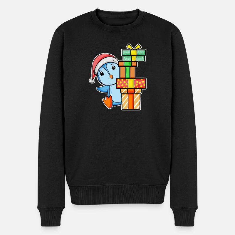 Pingouin de Noël avec cadeaux - Pull Premium bio Homme - noir