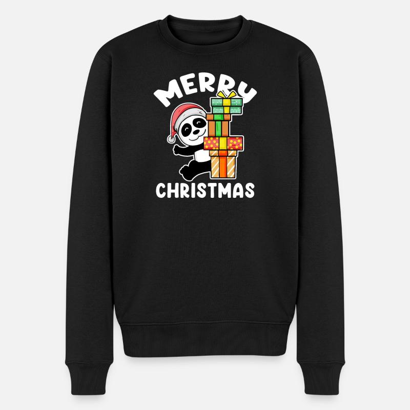 Joyeux panda de Noël - Pull Premium bio Homme - noir