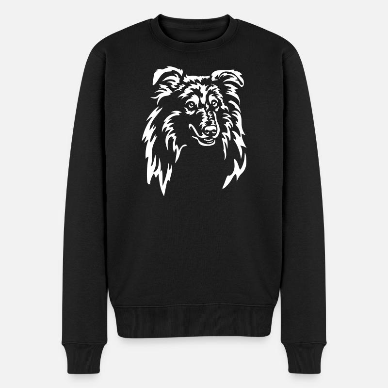 Sheltie Head « Black Edition » - Pull Premium bio Homme - noir