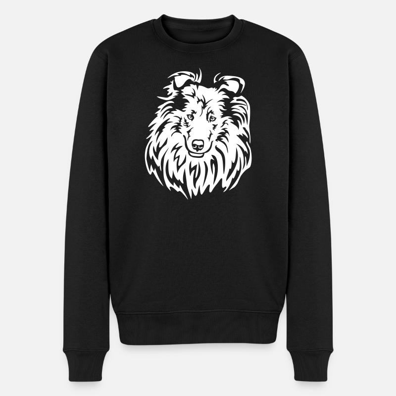 Collie Kopf "Black Edition" - Männer Premium Bio Pullover - Schwarz