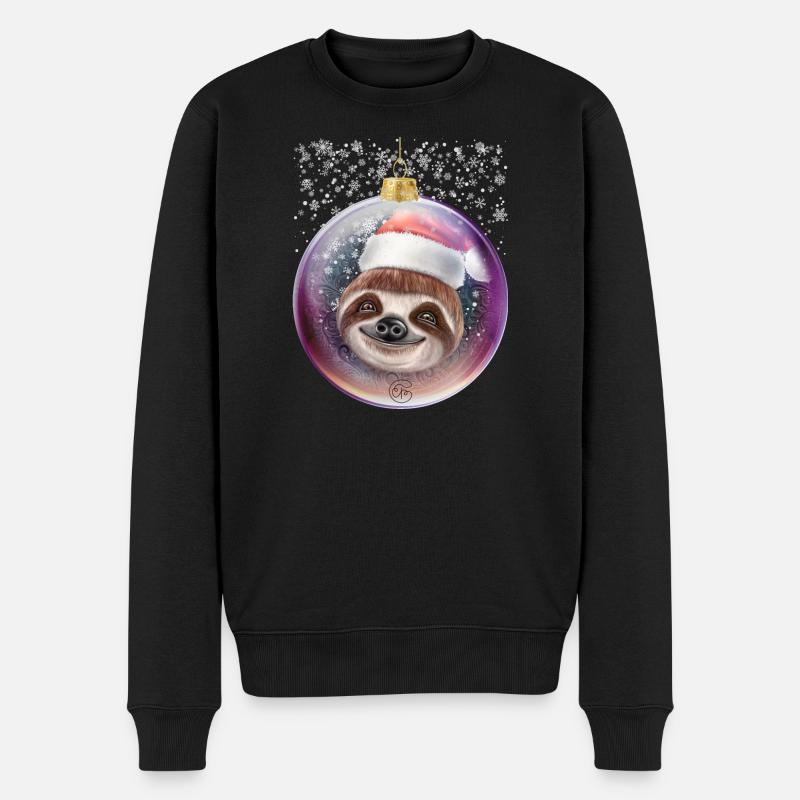 Faultier Weihnachtsshirt Weihnachten Schnee - Männer Premium Bio Pullover - Schwarz