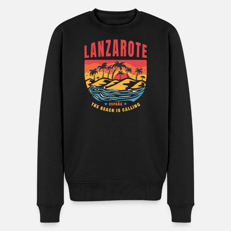 Lanzarote Espana Strand Design - Männer Premium Bio Pullover - Schwarz