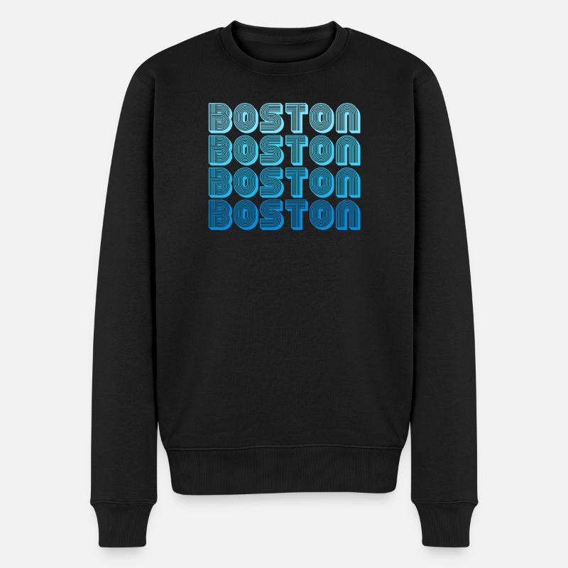 Boston Repeat Pattern Blue Gradient - Men's Premium Organic Jumper - black