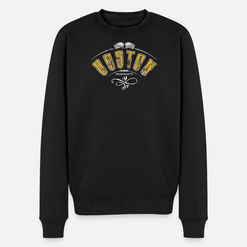 Boston Grunge-Effekt - Männer Premium Bio Pullover - Schwarz