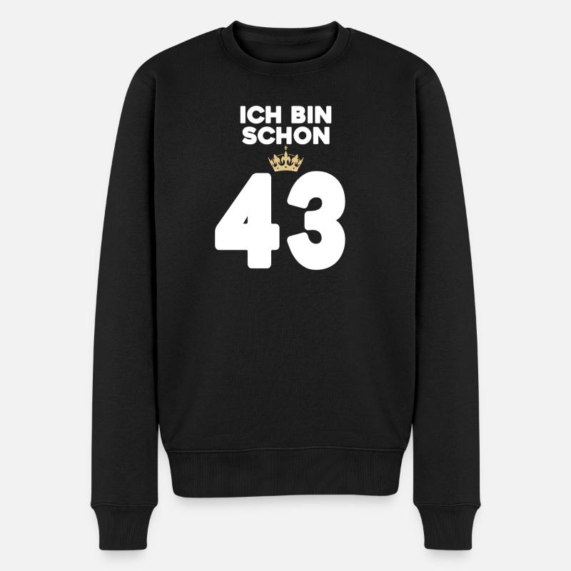 43 Geburtstag - 43 Jahre mit Krone - Männer Premium Bio Pullover - Schwarz