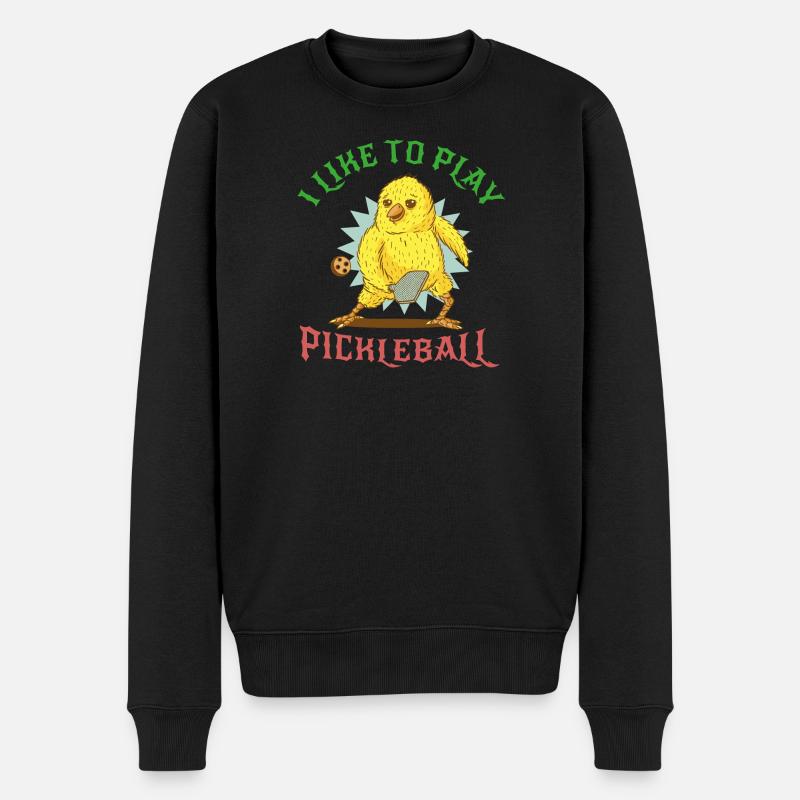 ich mag Pickleball - Männer Premium Bio Pullover - Schwarz