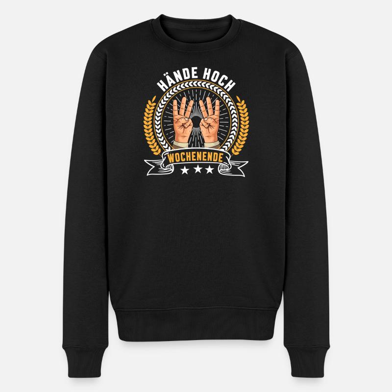 Hände hoch Wochenende - Männer Premium Bio Pullover - Schwarz