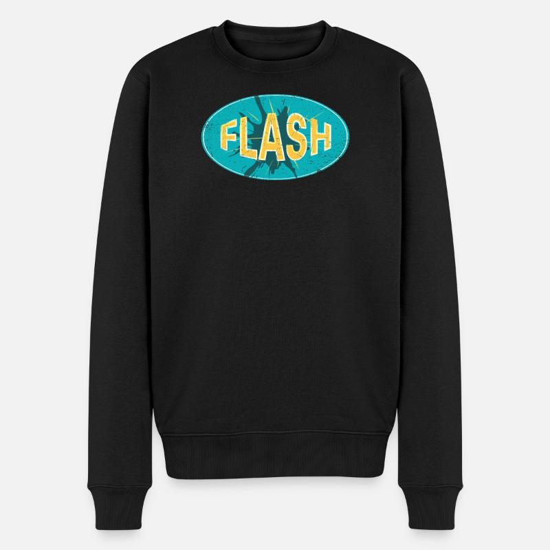 FLASH EMBLEM - Pull Premium bio Homme - noir