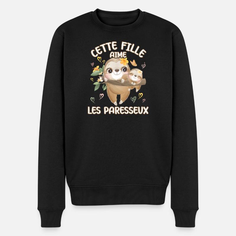 Dieses Mädchen Liebt Faultiere - Männer Premium Bio Pullover - Schwarz
