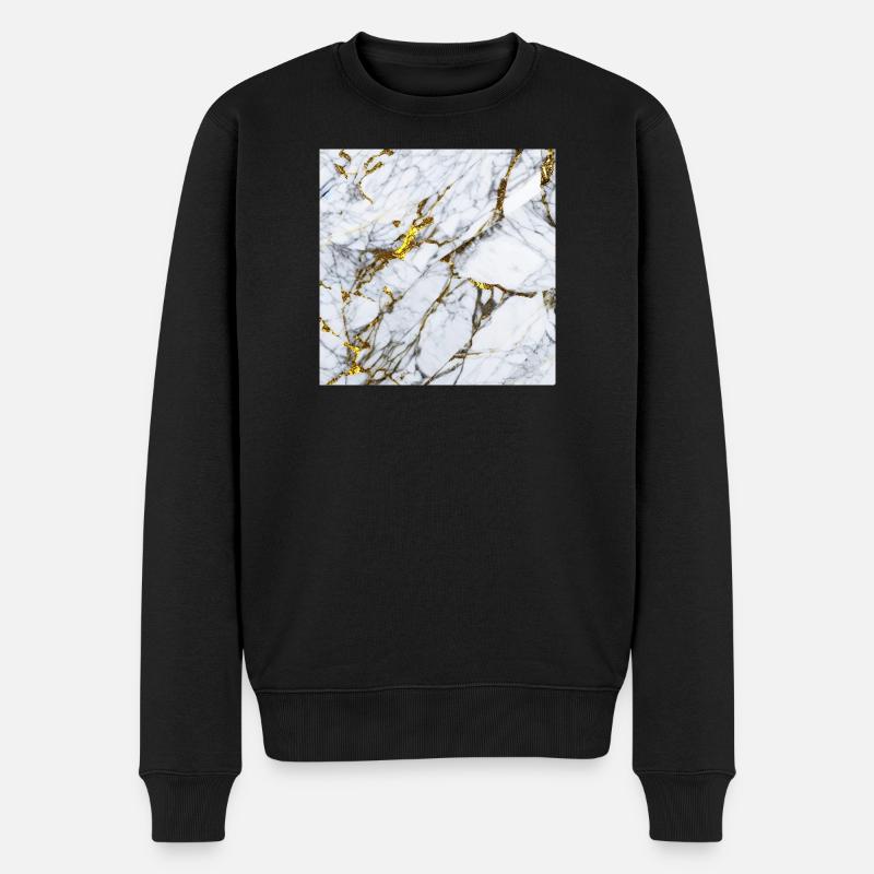 Marmor Weiß Gold Textur - Männer Premium Bio Pullover - Schwarz