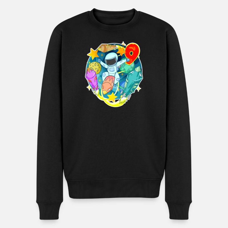 9. Geburtstag 9 Jahre Astronaut Weltall - Männer Premium Bio Pullover - Schwarz