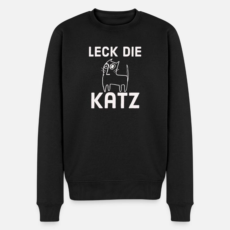 Leck die Katz - Männer Premium Bio Pullover - Schwarz